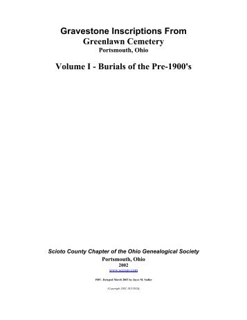 Gravestone Inscriptions from Greenlawn Cemetery - RootsWeb