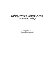 Sardis Primitive Baptist Church Cemetery Listings - RootsWeb