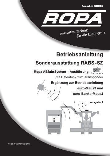 Bedienungsanleitung Sonderausstattung RABS-SZ - ROPA Fahrzeug