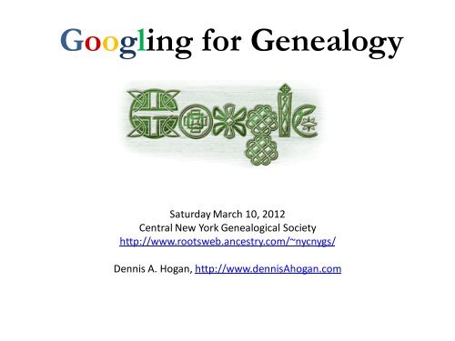 Googling for Genealogy - RootsWeb - Ancestry.com