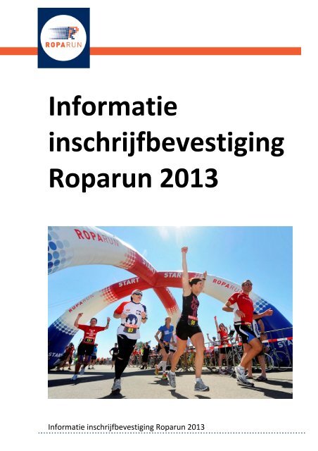 Informatie inschrijfbevestiging Roparun 2013