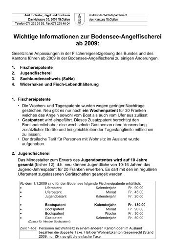 Wichtige Informationen zur Bodensee-Angelfischerei ab 2009: