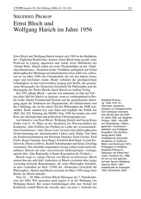 Ernst Bloch Und Wolfgang Harich Im Jahre 1956 Rosa Luxemburg