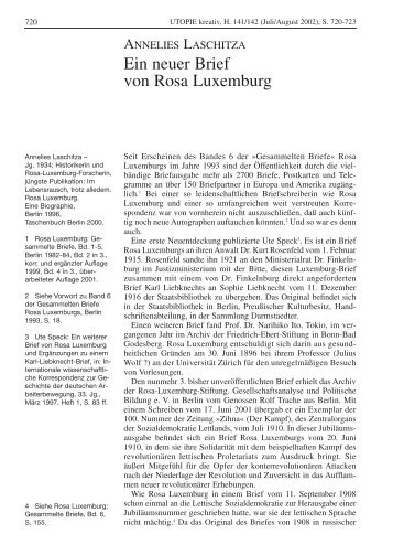 Ein neuer Brief von Rosa Luxemburg - Rosa-Luxemburg-Stiftung
