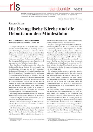 Die Evangelische Kirche und die Debatte um den Mindestlohn