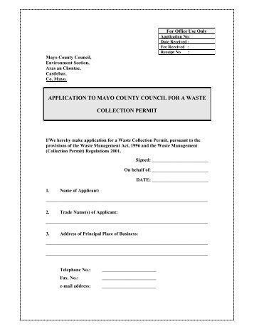 Waste Collection Permit Application Form - Roscommon County ...