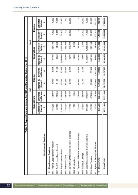 Annual Budget 2013 - Roscommon County Council