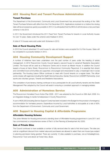 Annual Budget 2013 - Roscommon County Council
