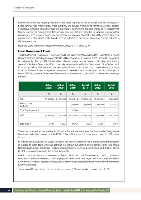 Annual Budget 2013 - Roscommon County Council