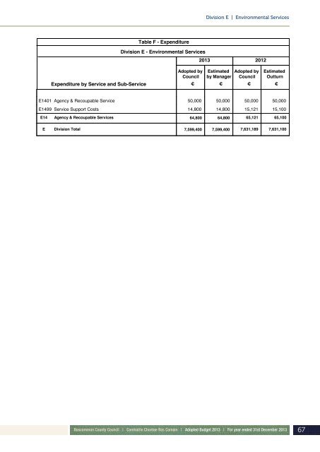 Annual Budget 2013 - Roscommon County Council