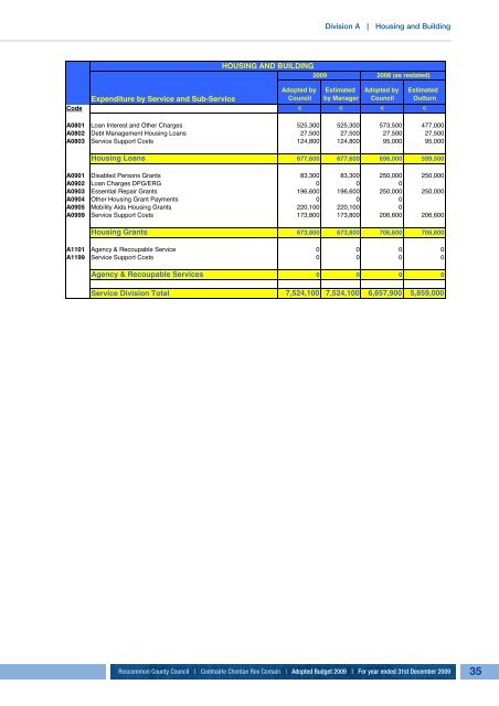 Annual Budget 2009 - Roscommon County Council