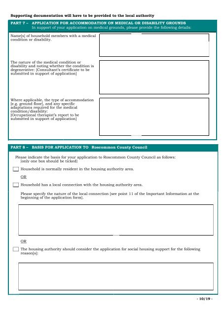 Application Form for Social Housing Support & Supporting Documents