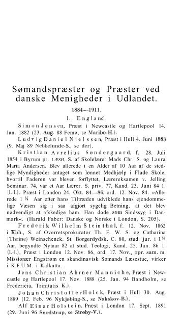 Sømandspræster og Præster ved danske Menigheder i ... - Rosekamp