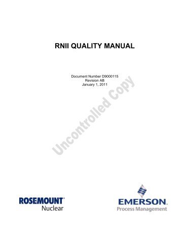 RNII QUALITY MANUAL - Rosemount