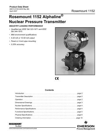 Rosemount 1152 Alphaline Nuclear Pressure Transmitter