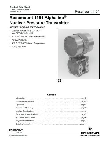 Rosemount 1154 Alphaline Nuclear Pressure Transmitter