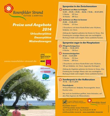 Preise und Angebote 2013 - Campingplatz Rosenfelder-Strand