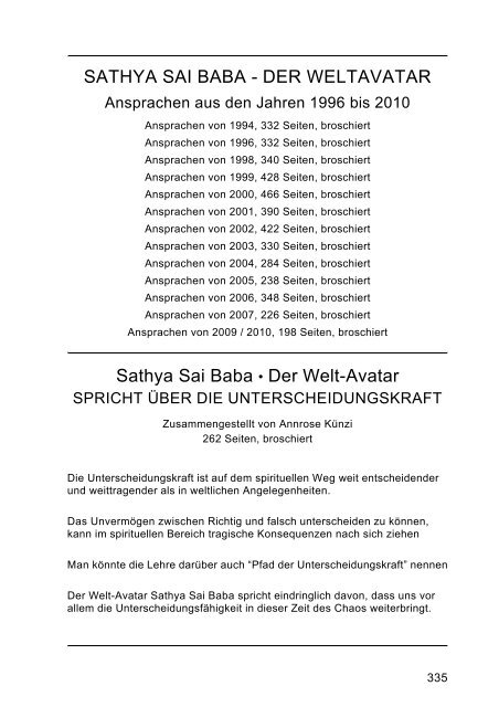 Sathya Sai Baba Ansprachen 1998 - beim Rosenkreis-Verlag