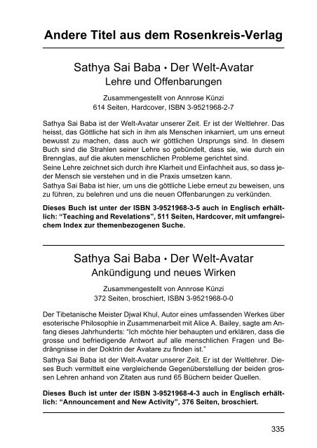 sathya sai baba - die verkÃ¶rperung gottes - beim Rosenkreis-Verlag