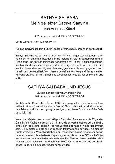 sathya sai baba - die verkÃ¶rperung gottes - beim Rosenkreis-Verlag