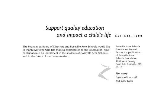 2007-2008 Annual Report RASF - Roseville Area Schools Foundation