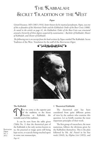 The Kabbalah: Secret Tradition of the West - Rosicrucian Order