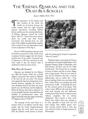 The Essenes, Qumran, and the Dead Sea Scrolls