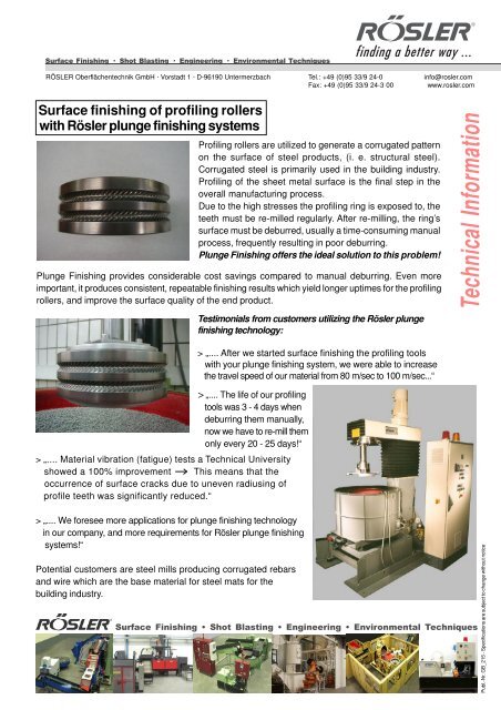 Plunge Finishing Systems - RÃ¶sler Vibratory Finishing