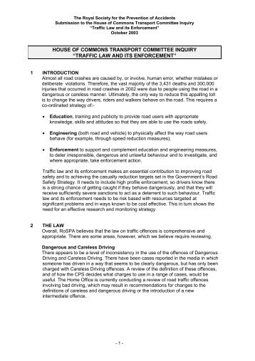 Road Traffic Law and its Enforcement - RoSPA