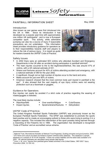 Paintball Safety Information - RoSPA