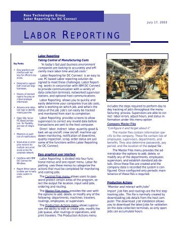 RTG Labor Report & Job Costing PDF Brochure - Rossdatasys.com