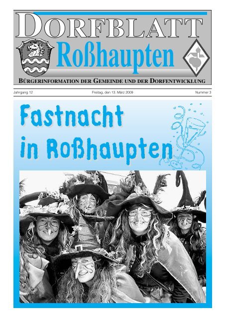 Jahrgang 12 Freitag, den 13. MÃ¤rz 2009 Nummer 3 - RoÃhaupten