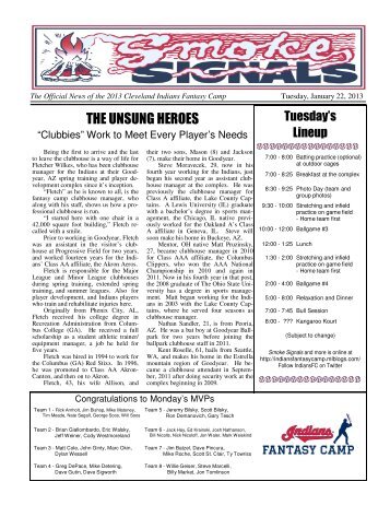 Smoke Signals 1-22-13 - Cleveland Indians Fantasy Camp