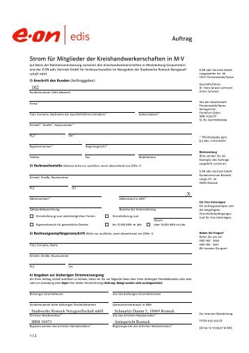 Auftrag Strom fÃ¼r Mitglieder der Kreishandwerkerschaften in M-V