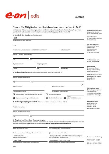 Auftrag Strom fÃ¼r Mitglieder der Kreishandwerkerschaften in M-V