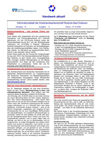 Handwerk aktuell - Kreishandwerkerschaft Rostock - Bad Doberan