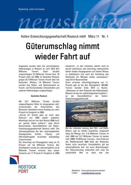 Güterumschlag nimmt wieder Fahrt auf - Rostock Port