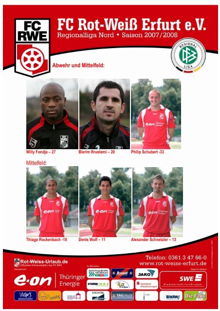 Pressemappe FC Rot-WeiÃ Erfurt e.V. Regionalliga Nord 2007/2008