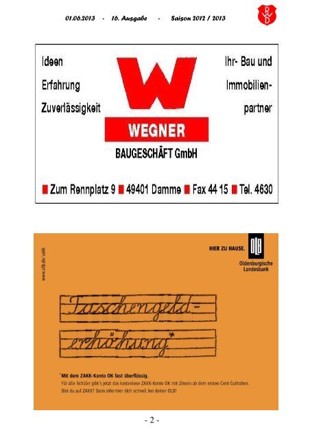 2013.06.01 RW-Kurier Ausgabe 16 - Rot Weiss Damme