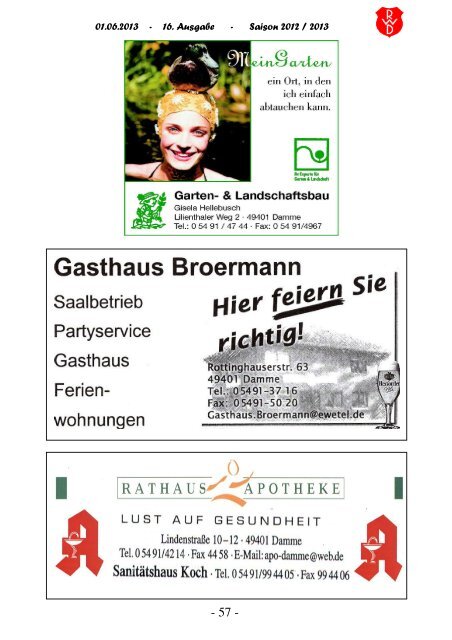 2013.06.01 RW-Kurier Ausgabe 16 - Rot Weiss Damme