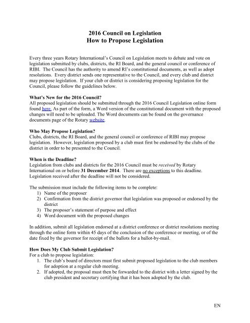 How To Propose Legislation Rotary International