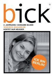 2.JAHRGANG - BICK Magazin. Mensch, Berlin