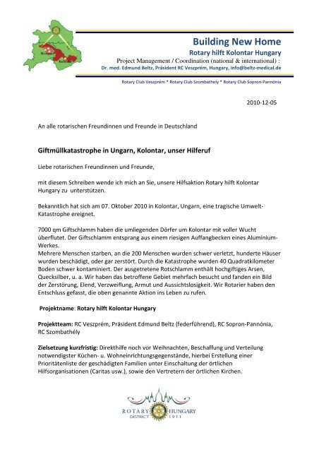 Brief Vom Lãnderausschuss Ungarn