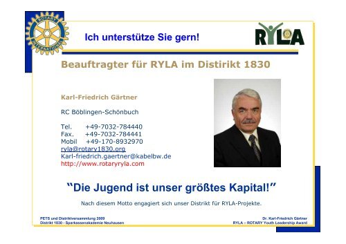 RYLA - PrÃ¤sentation Karl-Friedrich GÃ¤rtner - Distrikt 1830