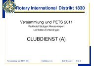 CLUBDIENST (A) - Distrikt 1830