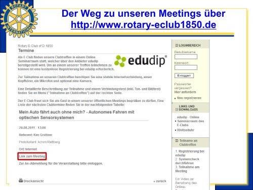 Vorstellung des Rotary E-Club of D-1850 - Distrikt 1850