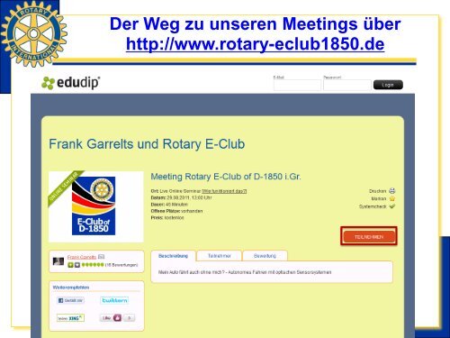 Vorstellung des Rotary E-Club of D-1850 - Distrikt 1850