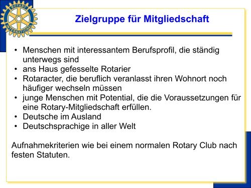 Vorstellung des Rotary E-Club of D-1850 - Distrikt 1850