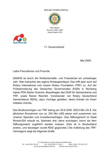 11. Governorbrief Mai 2009 Liebe Freundinnen und Freunde ... - 1870