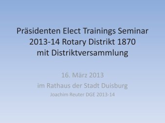 1. Sitzung des Beirats 2013-14 Rotary Distrikt 1870